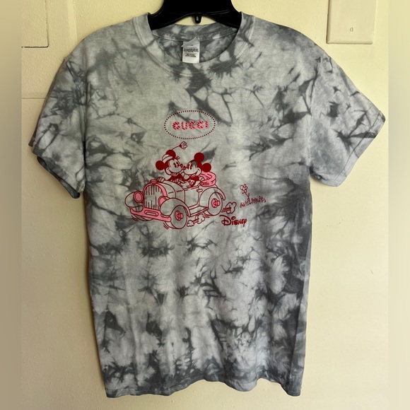 Source Unknown Tops - Tie Dye Vintage Mickey and Minnie Mouse in a vintage-style car